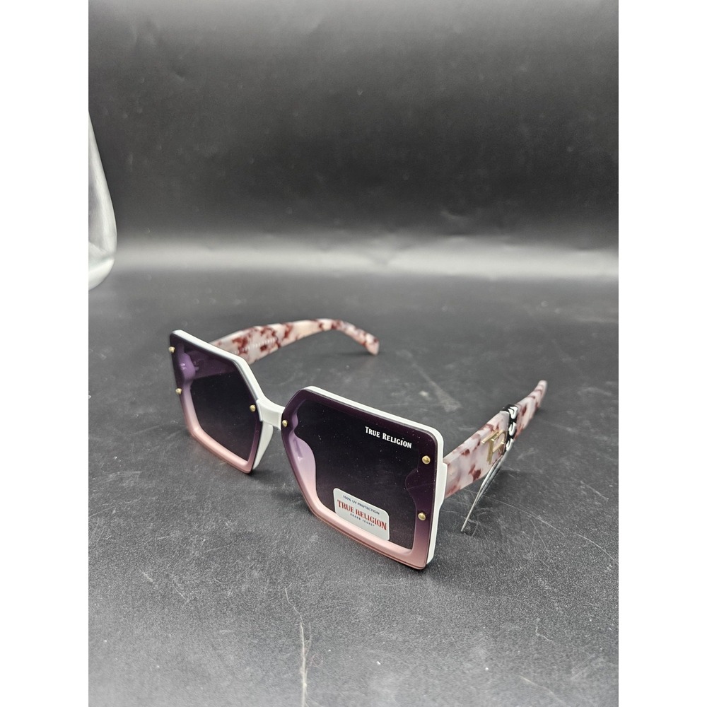 NWT Womens True Religion Sunglasses TR57233 Pink Tortoise Square Oversized